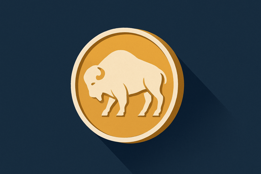 Illustration: a gold coin with a buffalo motif