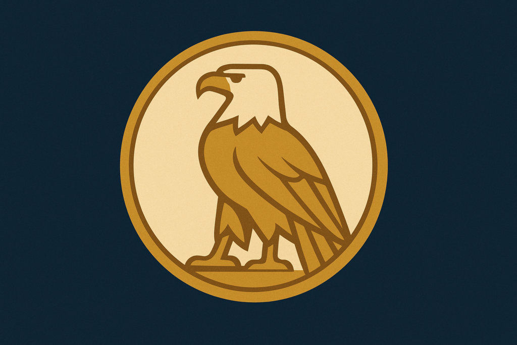 Illustration: a single gold coin with an eagle motif