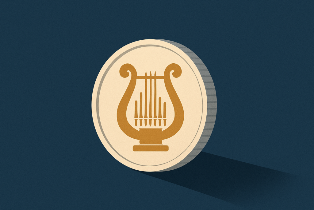 Illustration: a coin with a subtle musical motif