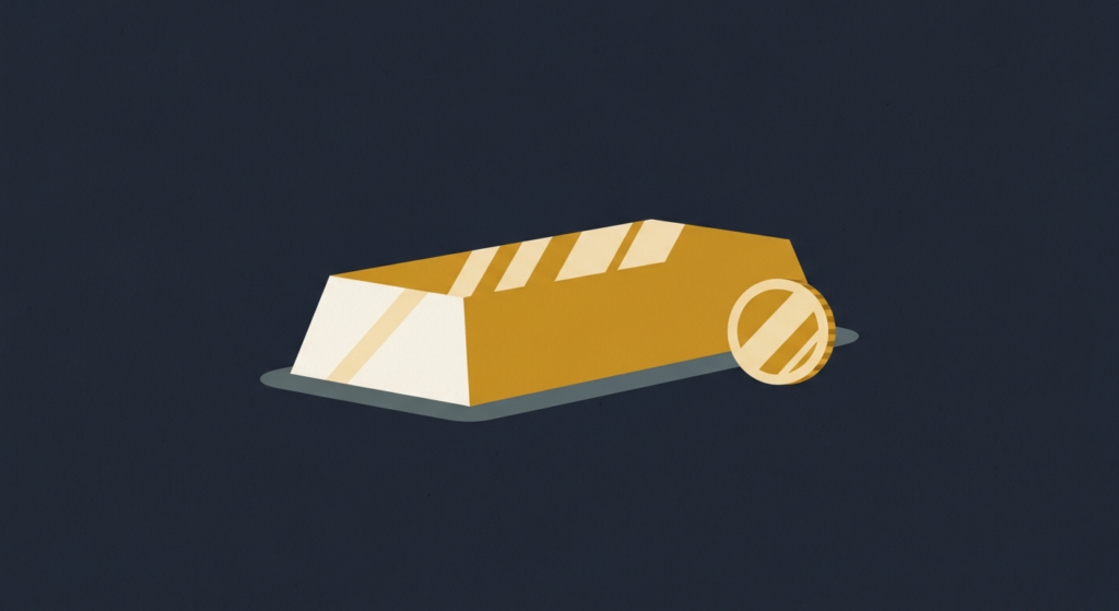 Illustration: a gold bar beside a gold coin