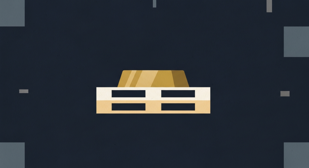 Illustration: a gold bar on a warehouse pallet