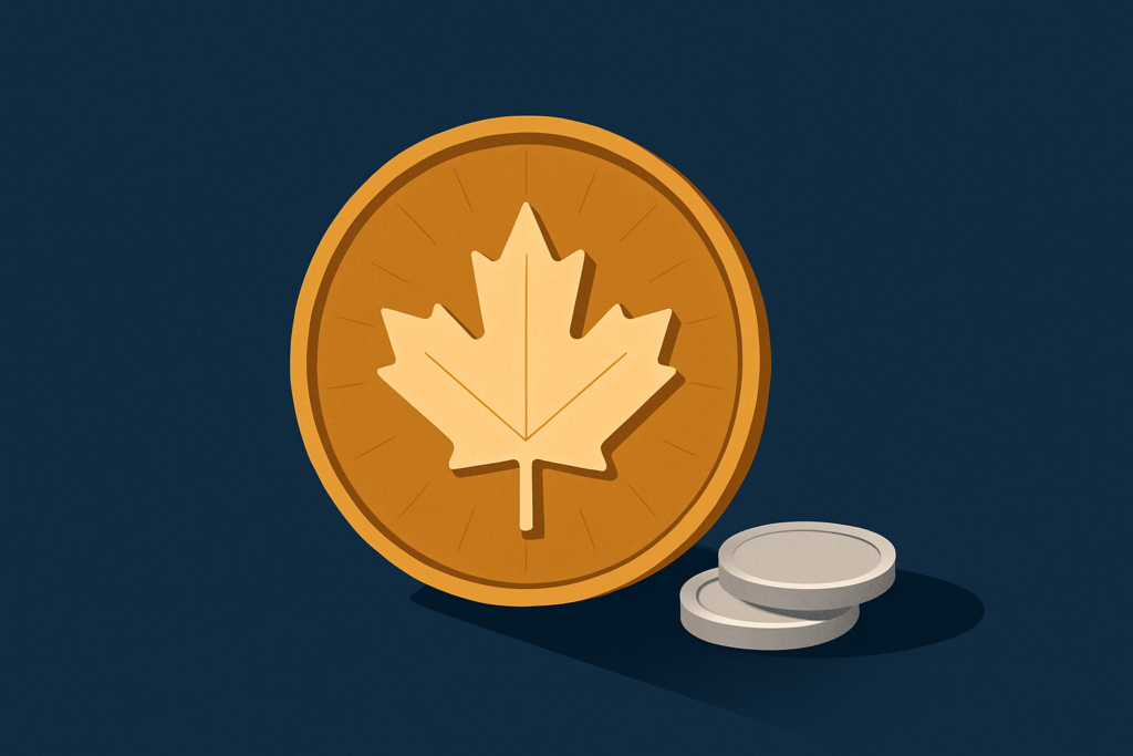 Illustration: a gold coin with a maple-leaf motif
