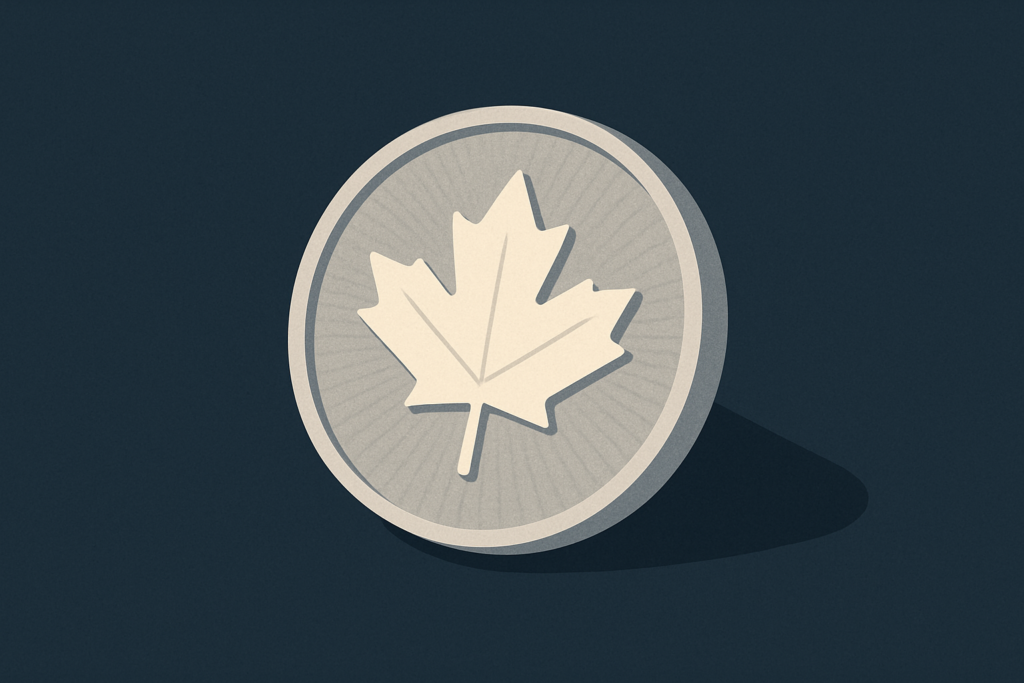Illustration: a silver coin with a maple-leaf motif