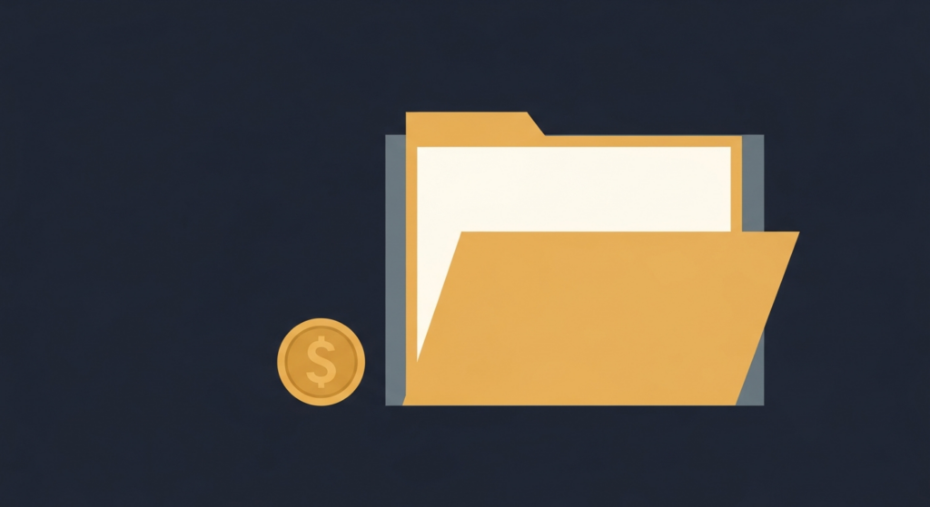 Illustration: a gold coin beside an empty folder