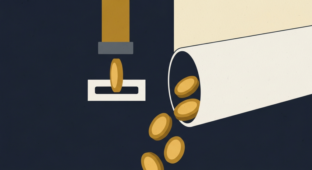 Illustration: a capped contribution slot beside an open rollover chute
