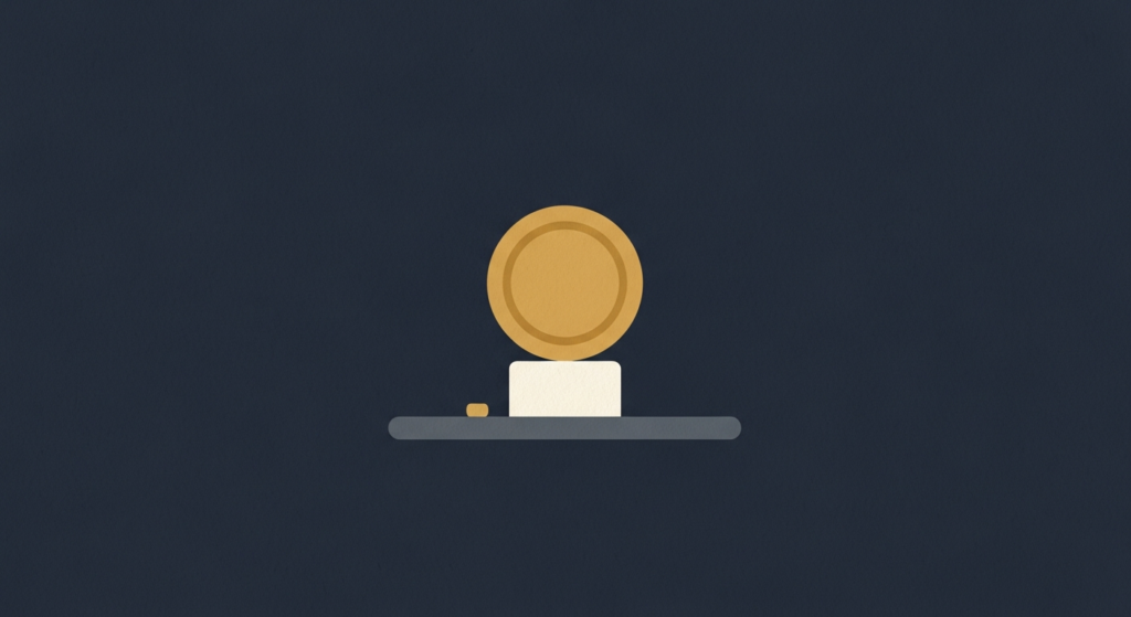 Illustration: a gold coin standing firm on a pedestal