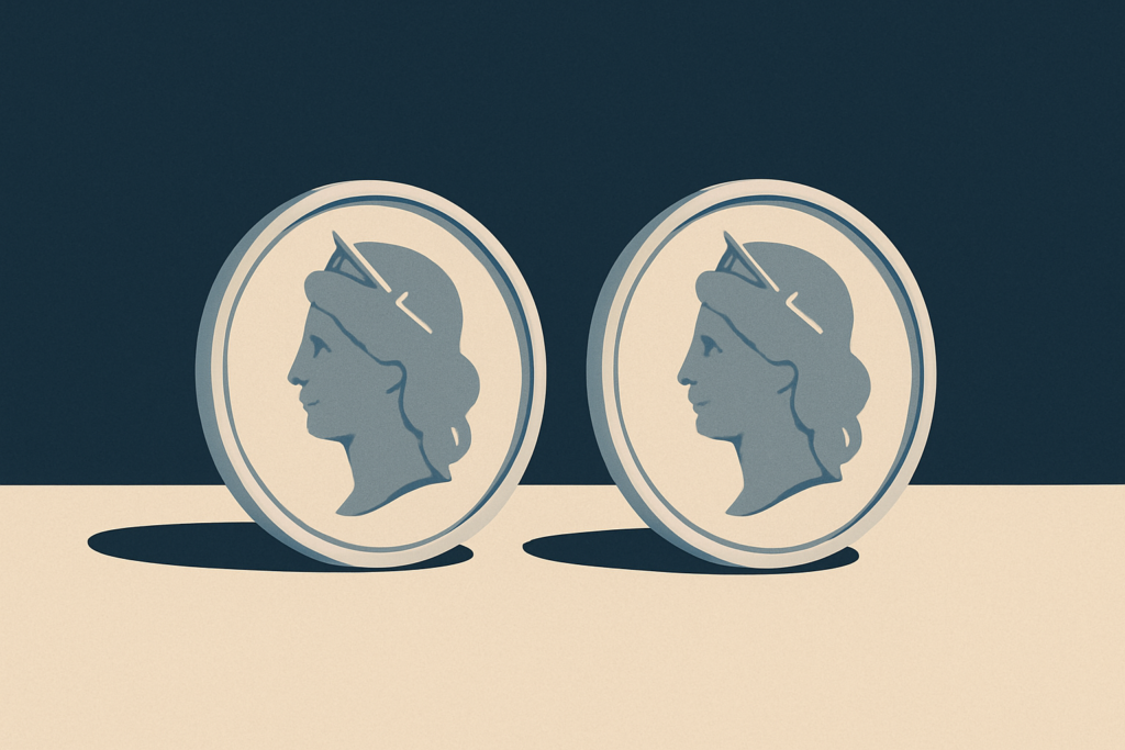 Illustration: two classic silver dollar coins side by side