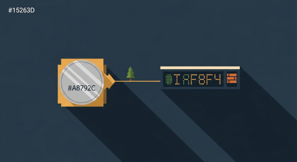 Illustration: a silver coin and a flat ticker screen connected by a thin line on a navy field